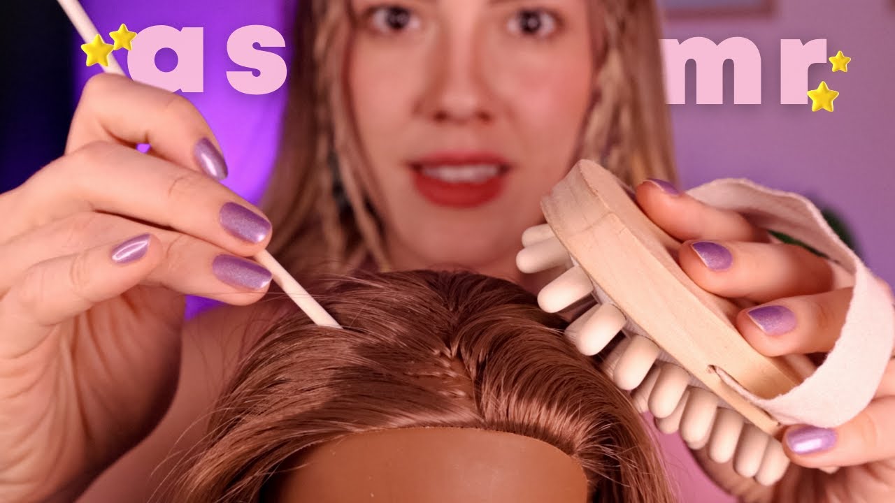 ASMR ROLEPLAY | Mexendo no seu cabelo até você dormir 😴💆🏻‍♀️ Voz suave e massagem capilar
