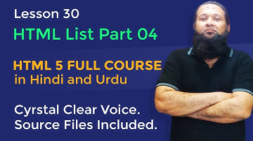 Lesson 30 - HTML5 Full Course in Hindi & Urdu - HTML List Part 04