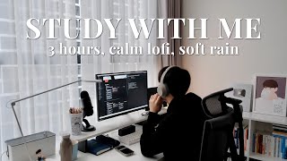 3-HOUR STUDY WITH ME ON A RAINY DAY | Calm Lofi, Soft Rain | Pomodoro (25/5) screenshot 1