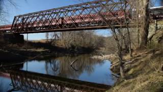 The Catskill Mountain Railroad's Easter Bunny Express crossing the Esopus Creek