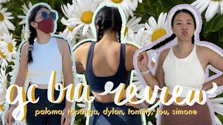 girlfriend collective bra review: paloma, topanga, dylan, tommy, lou,  simone + shipping & sizing 