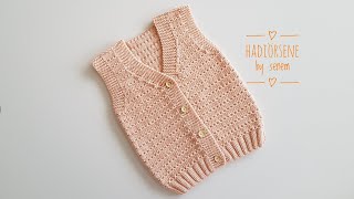 Kolay örgü bebek yeleği yapılışı,iki şiş kolay bebek yeleği,örgü yelek yapımı #handmade #knitting