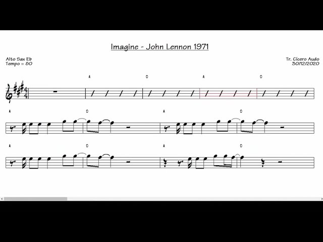 Imagine - John Lennon 1971 (Alto Sax Eb) [Sheet music] class=