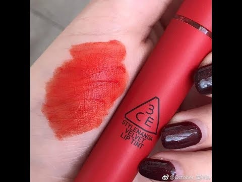 Swatch son childlike 3ce velvet lip tint đỏ cam