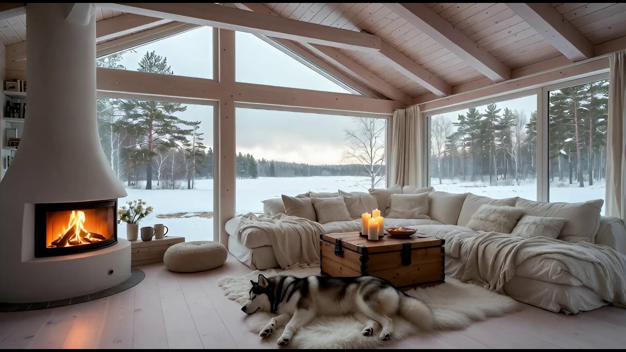 Winter Cabin Serenity ❄️ Fireplace Crackle & Gentle Piano | Sleep & Relax