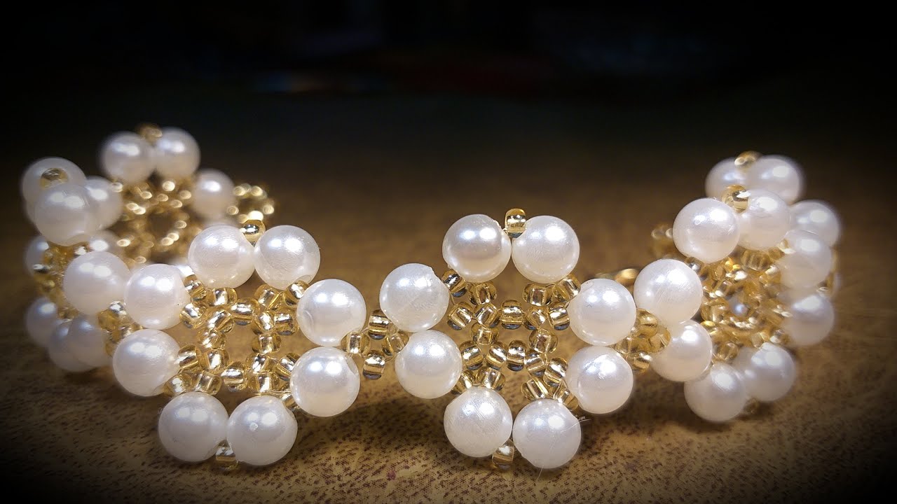 Bella Pulsera de Perlas y Mostacillas...Clase # 434!!!