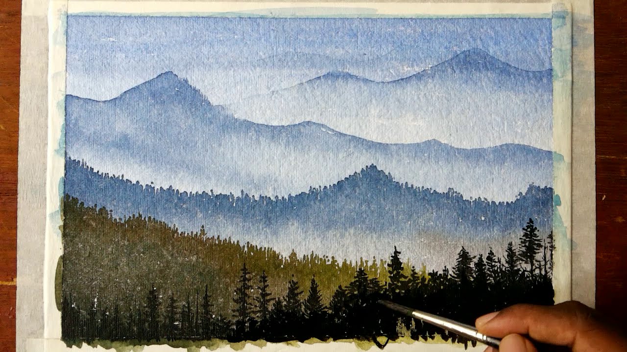 How To Draw A Mountain Landscape With Watercolors Youtube O'malley peak, chugach range, mountain, tree, watercolor, spruce, snow, frozen, winter, snow, creek, alaska, serene, calm, tranquil, peaceful, landscape, reflection, impressionistic, shadows, twigs, water. how to draw a mountain landscape with watercolors