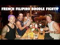 FIGHTER BOYS EATING FILIPINO SNACKS ON A RAINY DAY... (French Boodle Fight?)