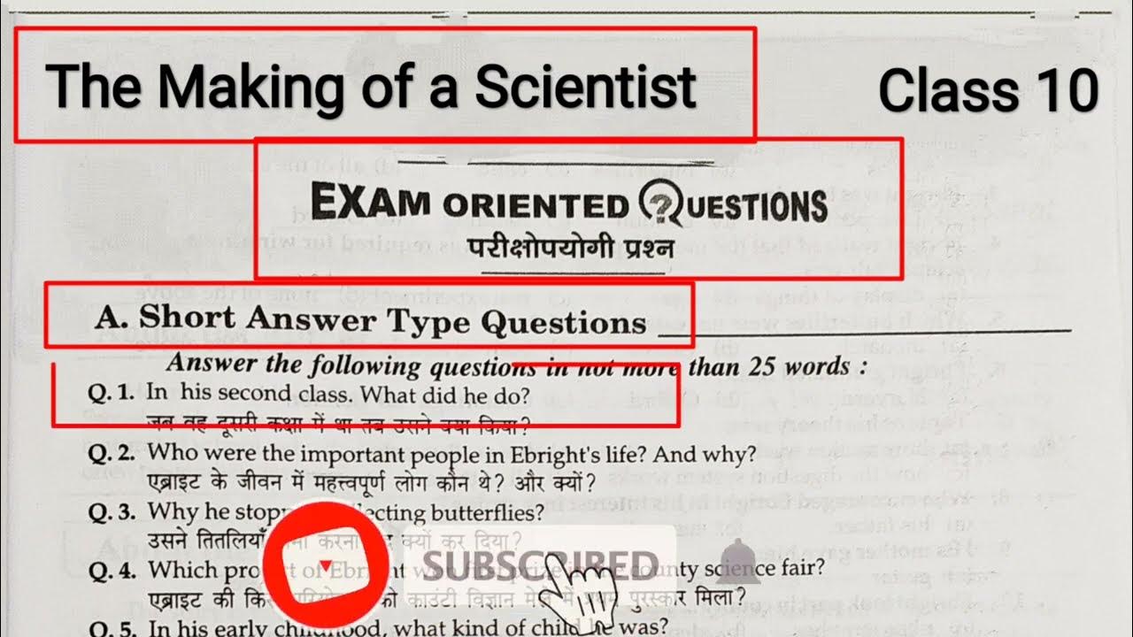 The Making of a Scientist Class 10 Questions and Answers | The making