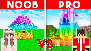 NOOB vs PRO: RAINBOW HOUSE Build Challenge!