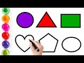 😲 2D Shapes Matching Game | Learn Shapes with Coloring 🎨🧠 | Kids colour and brush