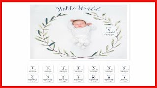 lulujo Baby’s First Year Milestone Blanket and Card Set | 47in x 47in| Hello World!
