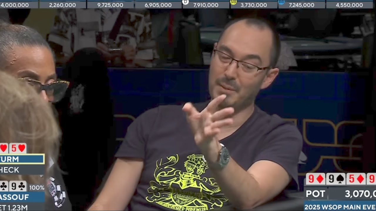 Funny Will Kassouf Hand during the 2025 WSOP Main Event
