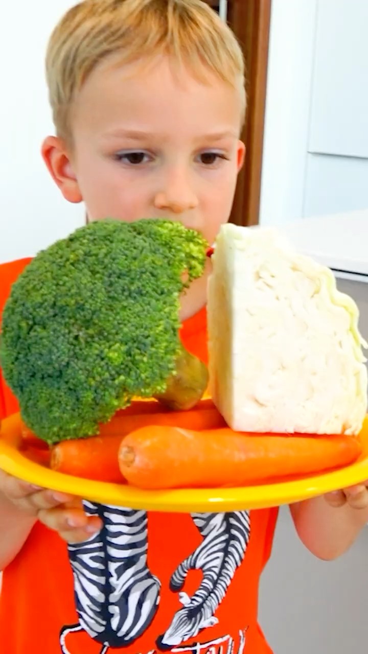 Vlad and mom eat healthy food