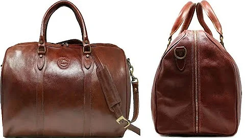 Cenzo Duffle Vecchio Brown Italian Leather Weekender Travel Bag