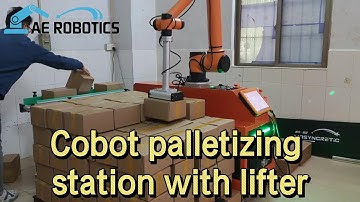 AUBO Cobot palletizing station with lifter