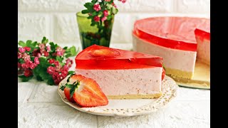 SERNIK NA ZIMNO Z TRUSKAWKAMI #sernik #cake #sweet #chese #strawberry