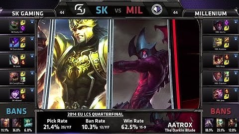 SK Gaming vs Millenium | Game 1 Quarter Finals S4 EU LCS Summer 2014 Playoffs | Worlds Regionals