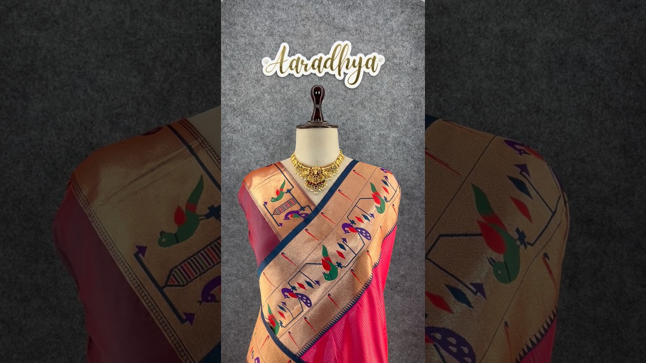 Banarsai Peacock & Parrot Weaving Paithani Saree