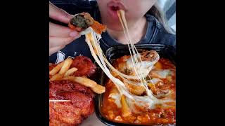 Eating crispy crunchy cheesy Korean foods #asmr #shorts