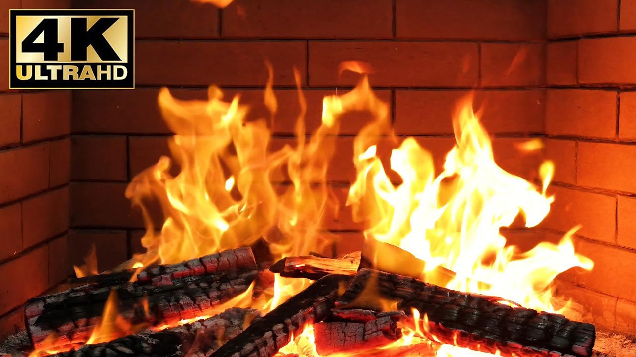 🔥 Cozy cabin fireplace sounds falling snow. cozy fireplace sounds. Fire Background Video Effects 4K