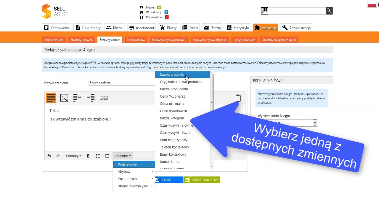 Jak Dodac Zmienna W Szablonie Opisu Allegro Jak Dodac Opis W Szablonie Sklep Internetowy Na Sellingo Darmowe Oprogramowanie