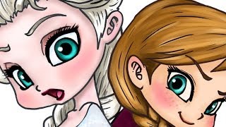 アナと雪の女王 のエルサとアナを描いてみた Anna And Elsa Frozen Painting Youtube