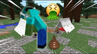 Minecraft MARK FRIENDLY ZOMBIE DOES A GIANT POO IN OUR GARDEN !! IT STINKS !! Minecraft