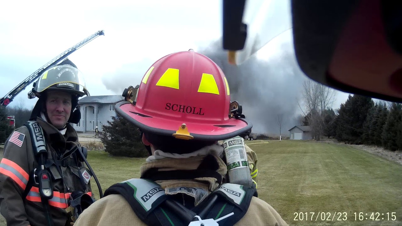 Firefighter Helmet Cam POV, Initial Arrival at a Residential Structure