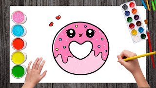 How to Draw a Cute Kawaii Donut | Donut Drawing | Easy Drawing for Kids How to Draw a Cute Kawaii Donut | Donut Drawing | Easy Drawing for Kids