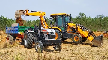 Eicher 551 tractor fully loaded trolley by JCB 3DX machine | Eicher tractor power | Tractor videos