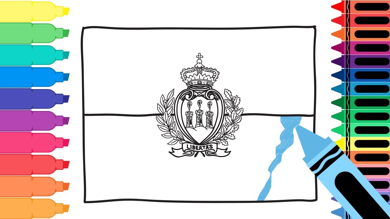Download How to Draw a San Marino Flag - Coloring Pages for kids -Drawing a Sammarinese Flag | Tanimated ...