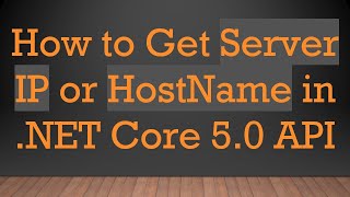 How to Get Server IP or HostName in .NET Core 5.0 API