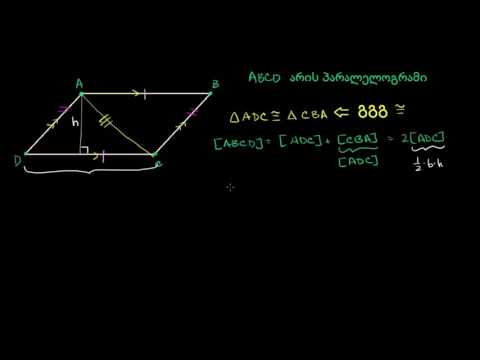 პარალელოგრამის ფართობის დამტკიცება