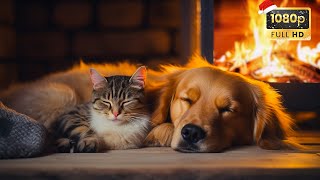 Deep Sleep In Cozy Winter Room | Sleep Ambience with Fireplace And Cats Purring
