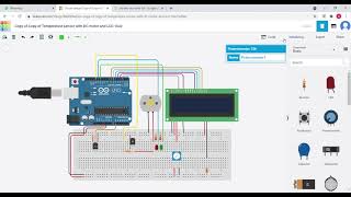 Simulation of temperature sensor in tinkercad