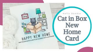 Favorite Color Combination for a Cardboard Box | Cat in Box New Home Card