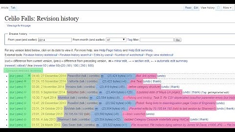 Using the "view history" tab on Wikipedia
