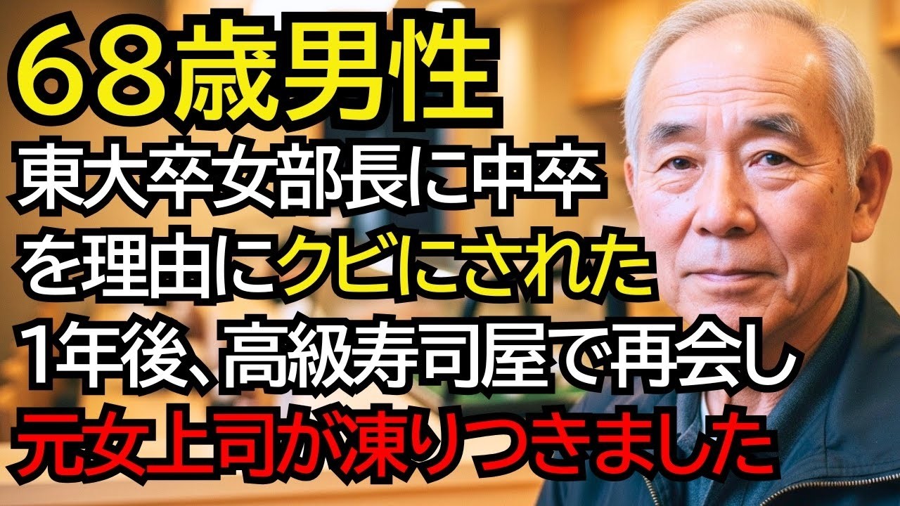 東大卒・一流企業女部長に見下され、クビにされた中卒のおじいさん──「あなたの会社潰すね」と1年後高級寿司屋で再会し、元女上司が凍りつきました