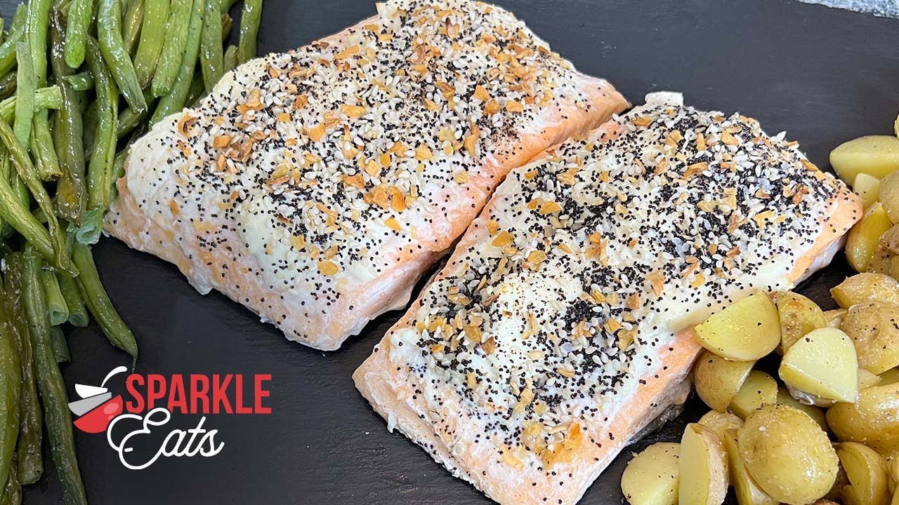 Sheet Pan Everything Bagel Seasoning Salmon with Veggies YouTube
