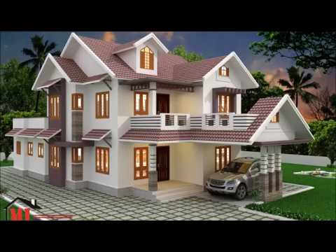  Kerala  House  Design Front Elevation 3D  VIEW  Slopped roof 