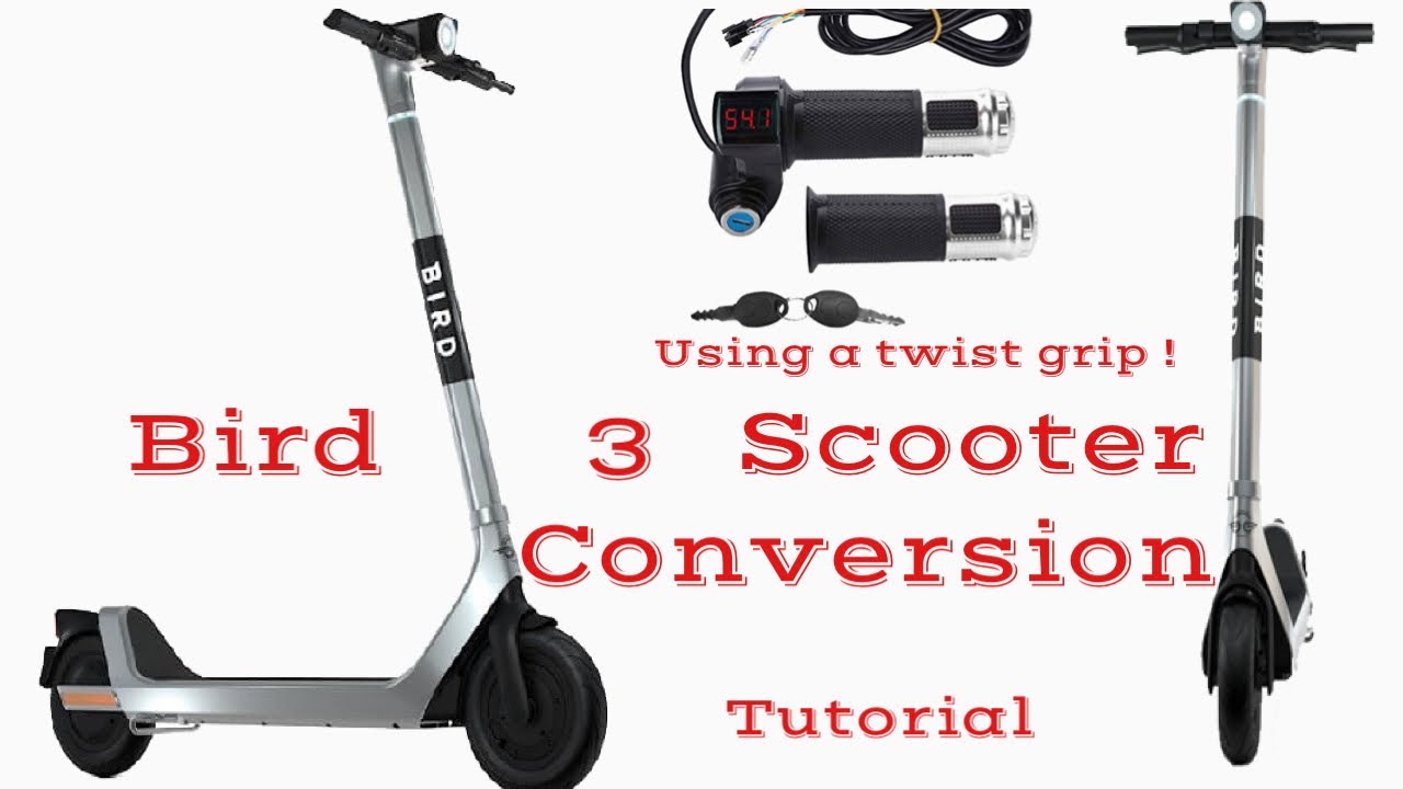 Bird 3 scooter Convertion (w/Twist grip throttle )Tutorial 1080 watts of power YouTube