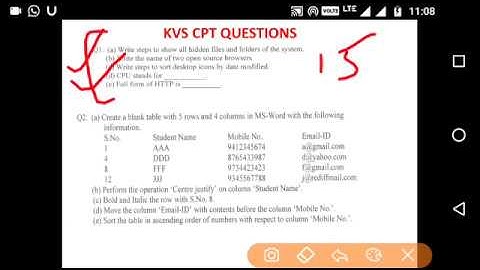 kvs cpt exam model question paper