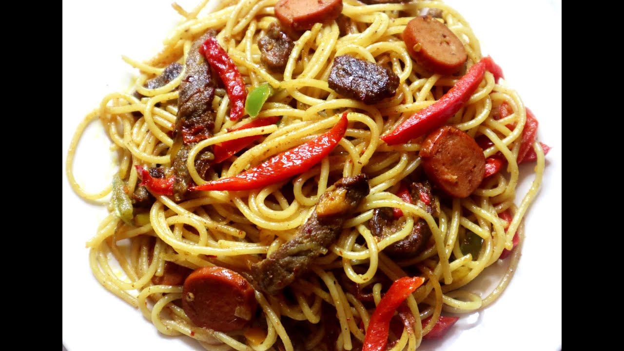 Beef stir fry spaghetti with Vegetables Tasty YouTube