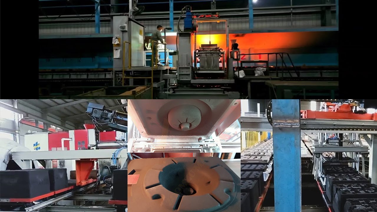 Automatic green sand molding machine with molding line and pouring