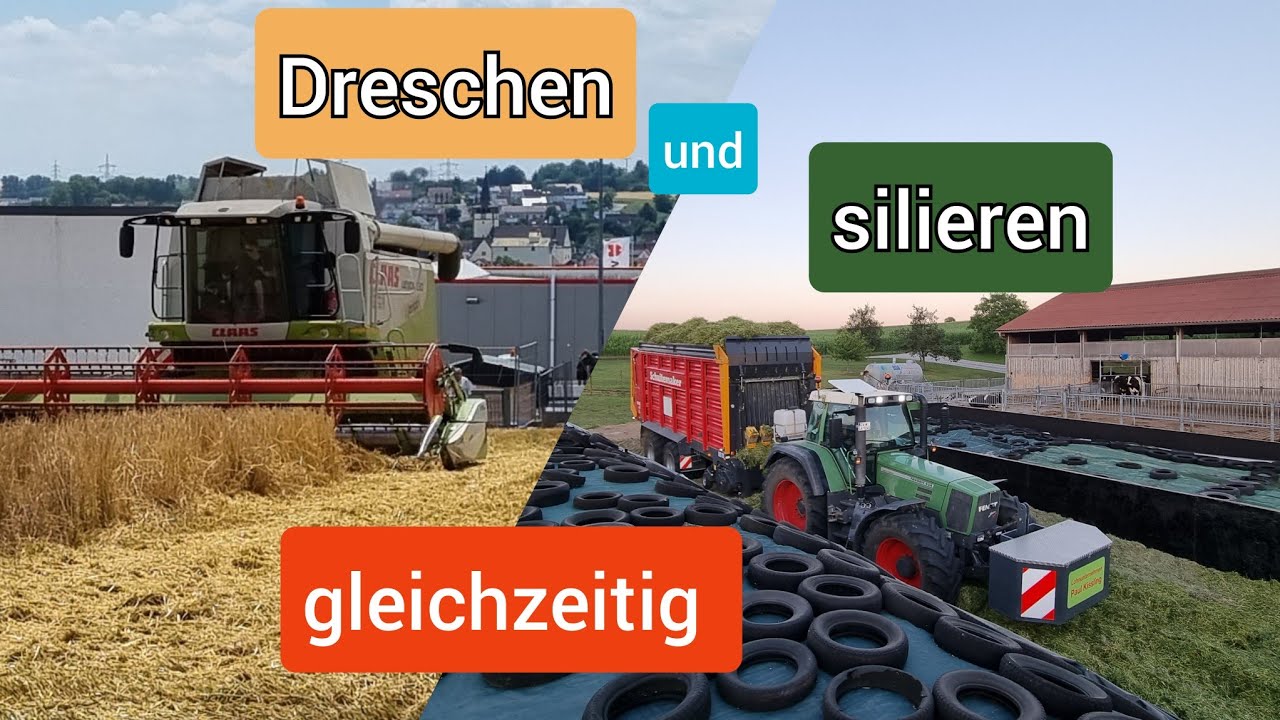 FarmVlog#81 - 2. Schnitt silieren und gleichzeitig Gerste dreschen