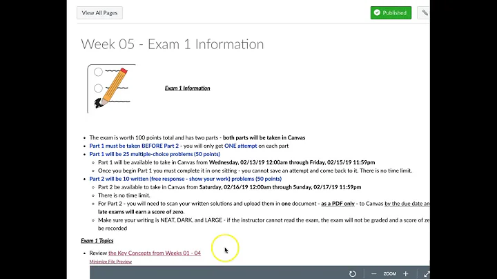 Math 112 Online - Exam 1 Part 1 Information 2019S