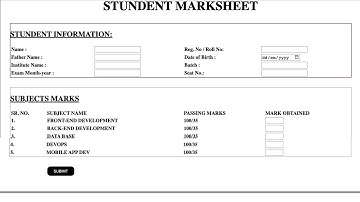 Simple PHP HTML Mark sheet code for PHP Beginners Hindi Urdu