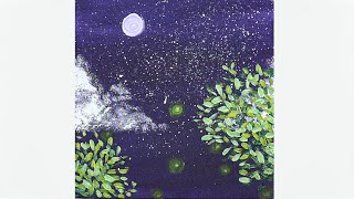 Night Sky | Acrylic Painting Tutorial for Beginners Step by Step ( ENG SUB )
