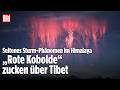 Rote Kobolde über Tibet: Seltenes Blitz-Phänomen leuchtet am Nachthimmel